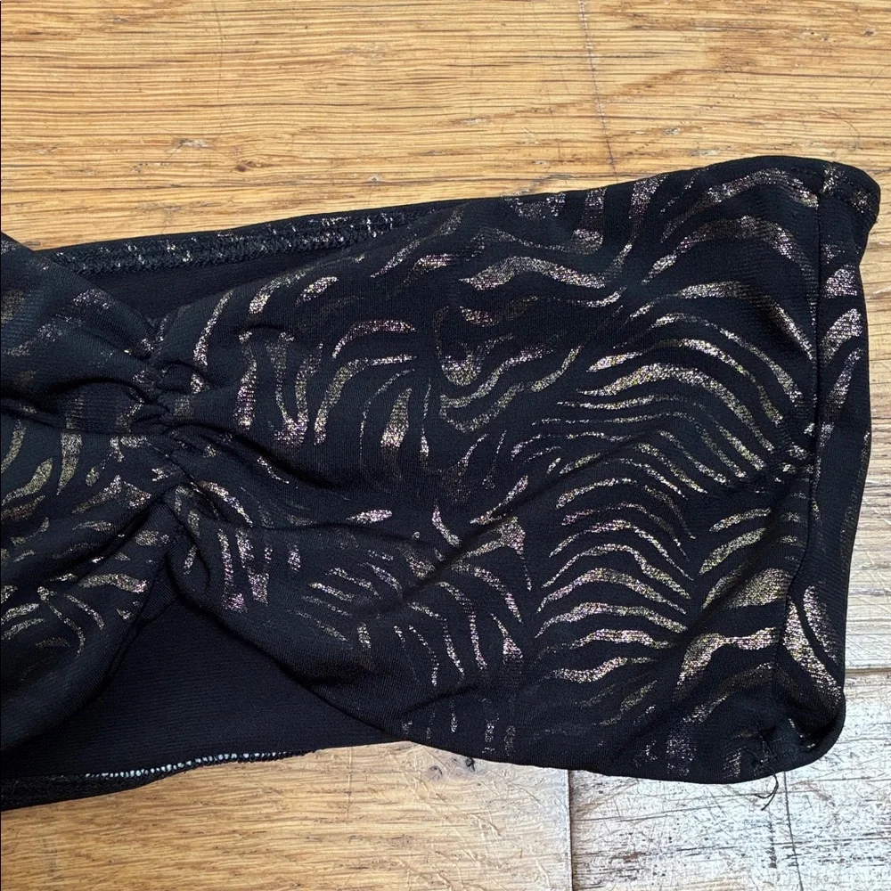 Anemone Black & Gold Zebra Animal Print Bikini Strapless Tube Top
